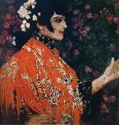 Alexander Yakovlevich GOLOVIN The Woman of spanish had on a shawl red France oil painting artist